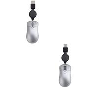 jojofuny 2pcs Usb Mouse Cable Silver Retractable Portable Mini Usb Resolution Comfortable Office and Home Use