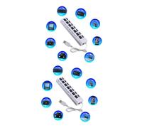 jojofuny 2pcs Usb Port Hub Individual off for Pc and Laptop Portable Usb Splitter for Rapid Data Transfer White Led Indicator for Easy Device Management