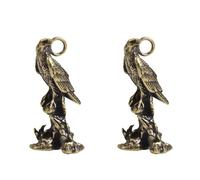jojofuny 2Pcs Vintage Eagle Keychain Pendant DIY Home Hanging Ornament Hand Polished Brass Decor Unique Decorative Accessories for Key Rings and Craft Projects