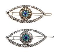 jojofuny 2pcs Vintage Evil Eye Hair Barrette Set with Rhinestone Devil Eye Design Alloy Metal Retro Hair Clip for Women Lucky for Party and Daily Wear