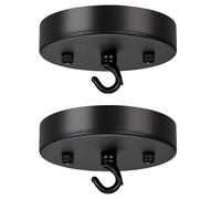 jojofuny 2Pcs Vintage Style Ceiling Lamp Plate Kit with Hooks Practical Black Steel Light Decor for Creative Chandelier Ceiling Light Fitting Pack