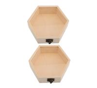 jojofuny 2pcs Vintage Wooden Jewelry Storage Boxes with Transparent Hexagonal Glass Lids Retro Pine Wood Containers for Dried Flowers Small Items Home Decor