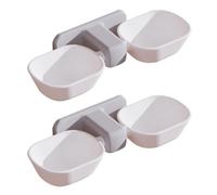 jojofuny 2pcs Wall Mounted Cat Water Bowls with Noise Reduction, Plastic Hanging Cat Food Feeders for Pets, Unique Design with Sticker, for Busy Parents