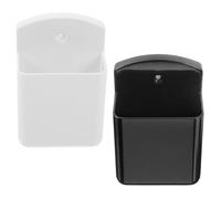 jojofuny 2Pcs Wall Mounted Remote Control Holders, Self-Adhesive Air Conditioning and TV Remote Organizer Boxes, White and Black Single-Compartment Storage for Bedroom and Office Use