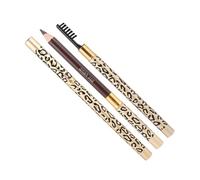 jojofuny 2pcs Waterproof Eyebrow Pencil Brush Dual-Ended Brow Pen Natural Light Coffee Shade Leopard Print Cover Makeup Tool for Precise Eyebrow Shaping