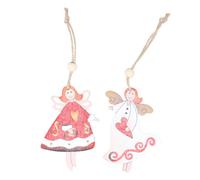 jojofuny 2pcs Wooden Angel Hanging Pendants Double-sided Painted Design, Creative Christmas Hanging Decor Made of Wood, for Birthday or Hallway Decoration