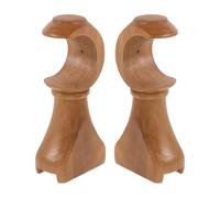 jojofuny 2pcs Wooden Curtain Rod Brackets 35mm Opening, Heavy Duty Drapery Rod Mount Base Kit for Wall and Ceiling, Natural Wood Finish Window Curtain Holders for Living Room Bedroom