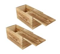 jojofuny 2pcs Wooden Sliding Wrapping Boxes with Pull-out Lid, Burnt Finish Multi-function Packaging Storage for Home Organization and Craft Supplies