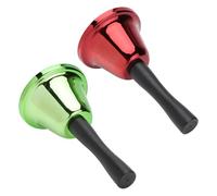 jojofuny 2Pcs Xmas Hand Shaking Bells Metal Decorative Handbells Red Green Educational Bells for Christmas Decorations and Festival Use