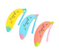 jojofuny 3 Pieces Creative Banana Shape Pencil Case Set Food-Grade Silicone, Student Pen Storage Bag, Cute Alphabet Banana Design for School and Travel