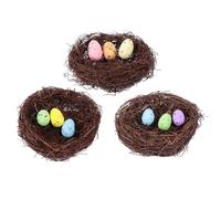 jojofuny 3 Sets Easter Bird's Nest Decorations with Speckled Eggs Vivid Festival Desktop Adornments and Photography Props for Home Office Hotel Party Atmosphere Enhancer Random Color