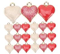jojofuny 30pcs Heart Shaped Charms for DIY Jewelry Making Durable Alloy Necklace Pendants Pink Red and White for Crafting Personalised