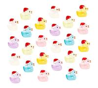 jojofuny 30pcs Mini Resin Ducks Glow in The Dark Christmas Figurines, Multi-Color Luminous Micro Landscape Decorations, Cute Tiny Duck Statues for Holiday and Dollhouse Ornament