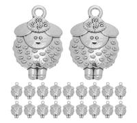 jojofuny 30pcs Sheep Charm Pendants Zinc Alloy Silver Metal Beads with Finely Polished Finish for DIY Jewelry Making Crochet Knitting