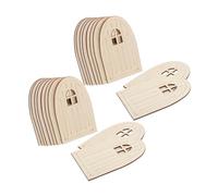 jojofuny 30pcs Unpainted Wooden Fairy Doors DIY Craft Kit Beige Miniature Hollow Elf House Doors for Dollhouse Furniture and Christmas Decoration Creative Project