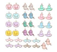 jojofuny 34 Pcs Halloween Alloy Pendants DIY Jewelry Making Accessories Lightweight Mixed Pumpkin Ghost Hat Bat Charms for Bracelets Necklaces Earrings Crafting Women