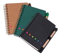 jojofuny 3Pcs Coil Notepad Simple Style Sticky Notepads for Office and Students Smooth Writing Agenda and Note-taking Notebooks in Green Black and Brown