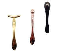 jojofuny 3pcs Eye Massage Sticks Set with Metal Cream Spoons for Eye Cream and Face Mask Application, Includes Roller, T-shaped, and Round Head Tools for Precise Beauty Facial Random Color