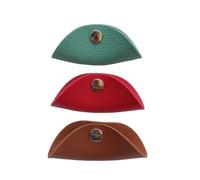 jojofuny 3pcs Half Round PU Leather Cord Keeper Cable Storage Organizer Wire Holder for Earphones Computer USB Cords Compact Lightweight with Metal Snap Red Green Khaki
