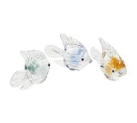jojofuny 3pcs Handmade Mini Glass Fish Sculptures Set - Blown Glass Marine Animal Figurines in Blue, Green, and Yellow - Decorative Ornaments for Living Room, Coffee Table, and Fairy Garden