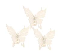jojofuny 3Pcs Large Butterflies Hair Claw Clips 10cm Plastic Jaw Clips for Long and Thin Hair in Milky White for Updo