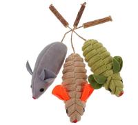 jojofuny 3pcs Large Catnip Mouse with Silvervine Fruit, Interactive Chew for Indoor Cats and Kittens, Soft Catnip Mice in Grass Green, Gray, and Beige