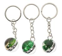 jojofuny 3pcs Luminous Four-Leaf Keychain Set Shamrock Crystal Pendant, St Patrick’s Day Key Ring Decor for Bag and Car, Irish Lucky Charm Accessories