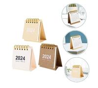 jojofuny 3pcs Mini Desk Calendar Set Small Portable Monthly Flip Calendar for Office Home Study Compact Decorative Tabletop Organizer Brown Kraft Paper White for Daily Planning and