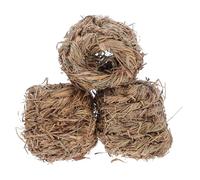 jojofuny 3Pcs Natural Grass Rabbit Hut and Bunny Straw Shelter Hamster Hide, Cozy Sleeping Nest Cage Toys for Chinchillas and Small Animals in Coffee Colour