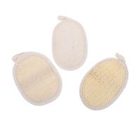 jojofuny 3pcs Natural Loofah Sponge Exfoliating Scrubber for Shower with Elastic Hand Strap, Sisal Hemp and Cotton Cloth Material, Suitable for Skin Types, for Spalike Exfoliation and Daily