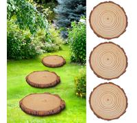 jojofuny 3pcs Outdoor Garden Stepping Stones Wood Slice Pathway Circles 18-20cm Diameter 2cm Thick Decorative Lawn Walkway Stones for Garden Path