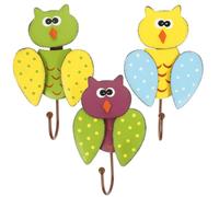 jojofuny 3pcs Owl Shaped Iron Wall Key Hook Hanger for Study Rooms and Home