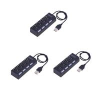 jojofuny 3pcs Portable Usb Hub Ports Usb Splitter Led Indicator for Laptop Pc and Tablet Compact High-speed Data Hub Black