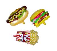 jojofuny 3pcs Realistic Popcorn Hot Dog Hamburger Balloons Movie Night Party Supplies Versatile Indoor Outdoor Birthday Decorations Easy Inflate Carnival Picnic Bbq