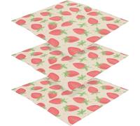 jojofuny 3pcs Reusable Beeswax Food Wrapping Papers for Sandwiches Baking and Food Storage Degradable Home Beeswax Wraps with Strawberry Print Grease Multi-Purpose Wrap