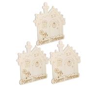 jojofuny 3pcs Unfinished Wood Christmas Wreath Ornaments with Rope Rustic Natural Wooden House Cutouts for DIY Painting Blank Hanging Tags for Holiday Craft Decorations