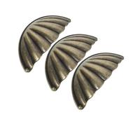 jojofuny 3pcs Vintage Shell Shape Drawer Knobs Durable Zinc Alloy Semi Circle Cabinet Pulls with Artistic Pattern Retro Furniture Handles for Kitchen Home Hotel and Restaurant Decor