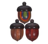 jojofuny 3pcs Wooden Acorns Essential Oil Carrying Containers Lifelike Acorn Shape Portable Effective Sealing Assorted Color Storage Box for Office and Jewelry Making