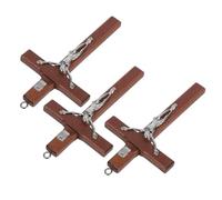 jojofuny 3pcs Wooden Jesus Cross Pendants for DIY Jewelry Making Spiritual Christian Decor Blessed Cross Charms for Crafting for Personal Use and Religious Prayers