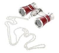 jojofuny 3x Metal Binocular Necklace for Women, Vintage Opera Theater Glasses, Vision Telescope for Horse Racing and Concerts, Wine Red Metal Compact