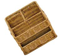 jojofuny 4-divided Desktop Makeup Organizer Basket Multicompartment Layout, Brown Pp Material, Easy Portability, Versatile Storage Solution for Dresser Top Or Home Use