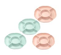 jojofuny 4 Pcs Multi-Compartment Snack Serving Trays for Fruits Nuts Candy Smooth Polished Surface Plates in Pink and Green Practical Food Display Platters for Parties and Home Use