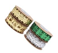 jojofuny 4 Rolls Christmas Ribbon with Embossed Reindeer Snowflake Glitter Edges Versatile Holiday Craft Ribbon for Wrapping Xmas Tree Decoration and Festive Bows Multipurpose Xmas Party