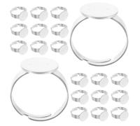 jojofuny 40pcs 12mm Stainless Steel Cabochon Bezel Tray Ring Bases Flat Round Finger Rings Blanks for Women Jewelry Making Supplies Components