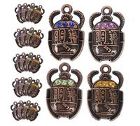 jojofuny 48pcs Egyptian Scarab Charms with Rhinestone Inlay Vintage Beetle Pendants for Bracelet Necklace DIY Crafts Lightweight Crystal Accessories