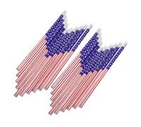jojofuny 48pcs Flag Pattern Pencil Wood American Star Flag Design Pencils Cute Cartoon Holiday July Party Favors School Office Stationery Supplies