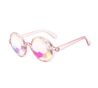 jojofuny 4d Kaleidoscope Glasses Resin and PC Material with Crystal Lens, Lightweight Pink Rave Sunglasses with UV 400 Protection with Fashion-forward Design for Festivals and Parties