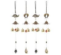 jojofuny 4Pcs Chinese Feng Shui Wind Chimes Set with Vintage Metal Fish and Peacock Bells for Garden Patio Outdoor Hanging, Lucky Blessing Home Decor for Wealth and Good Fortune