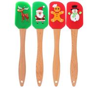 jojofuny 4Pcs Christmas Silicone Cream Scraper Set, Assorted Color Butter and Jam Spatulas for Cake Baking and Decorating Tools, Non-Stick Flexible Baking Utensils for Pastry and Frosting