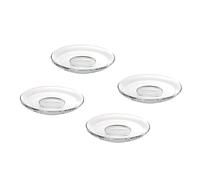 jojofuny 4Pcs Clear Glass Plate Canape Plates Round Cup Saucers Small Glass Plates for Servicing Cookies, Snacks, Fruits, Coffee, and Tea Cups